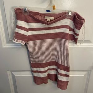 L.A. Hearts by Pacsun - off the shoulder cropped and ribbed shirt with stripes